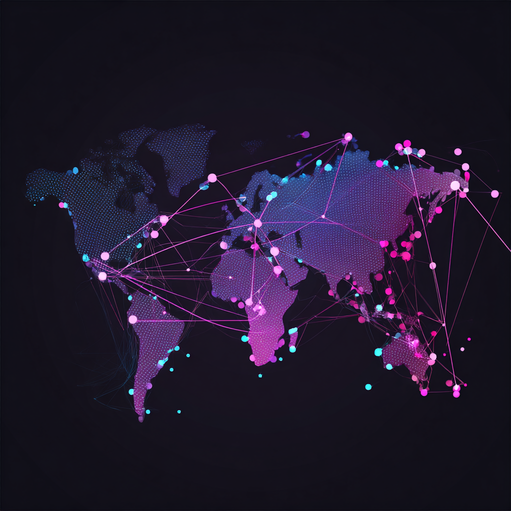 World map of decentralized VPN nodes