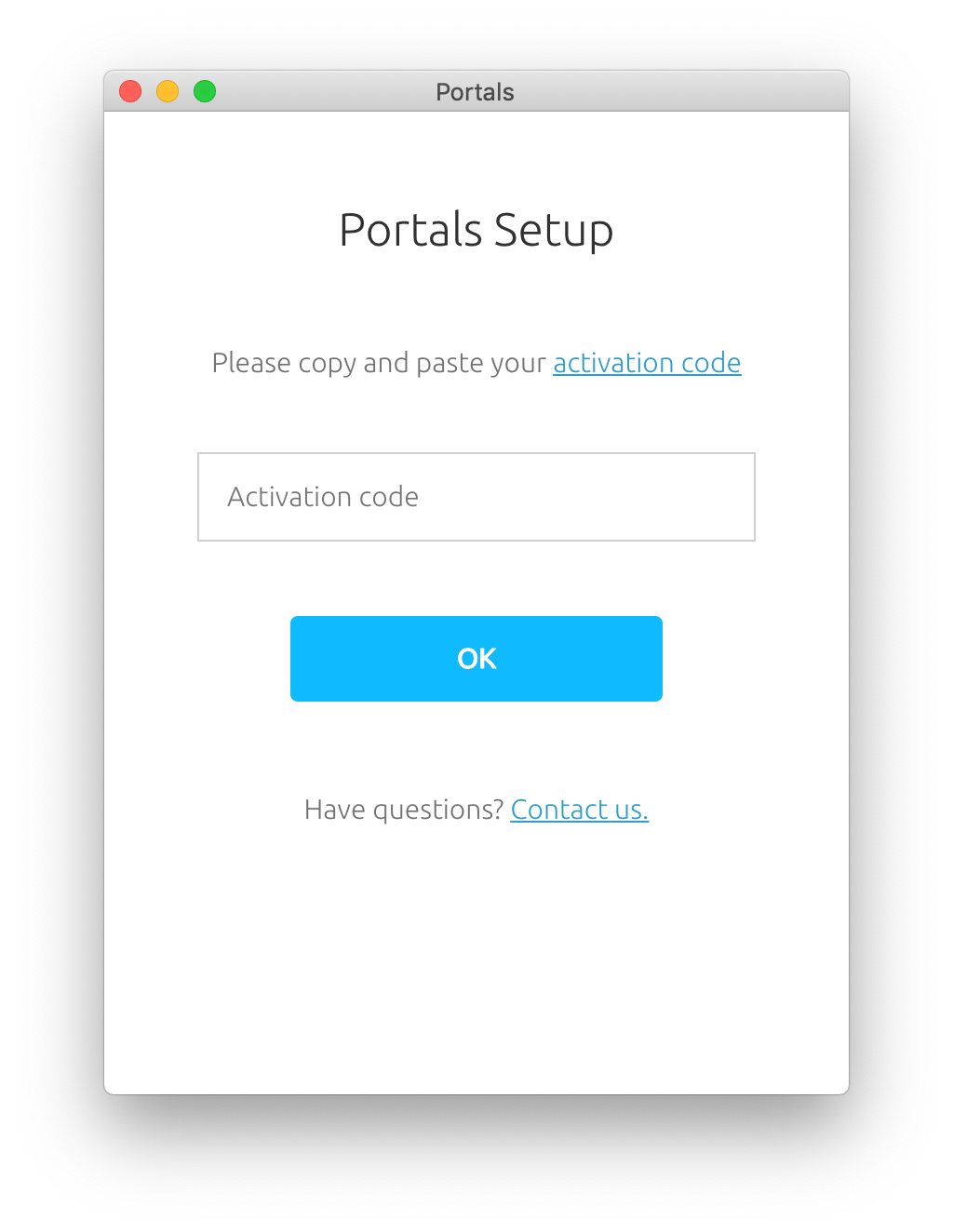 Enter activation code