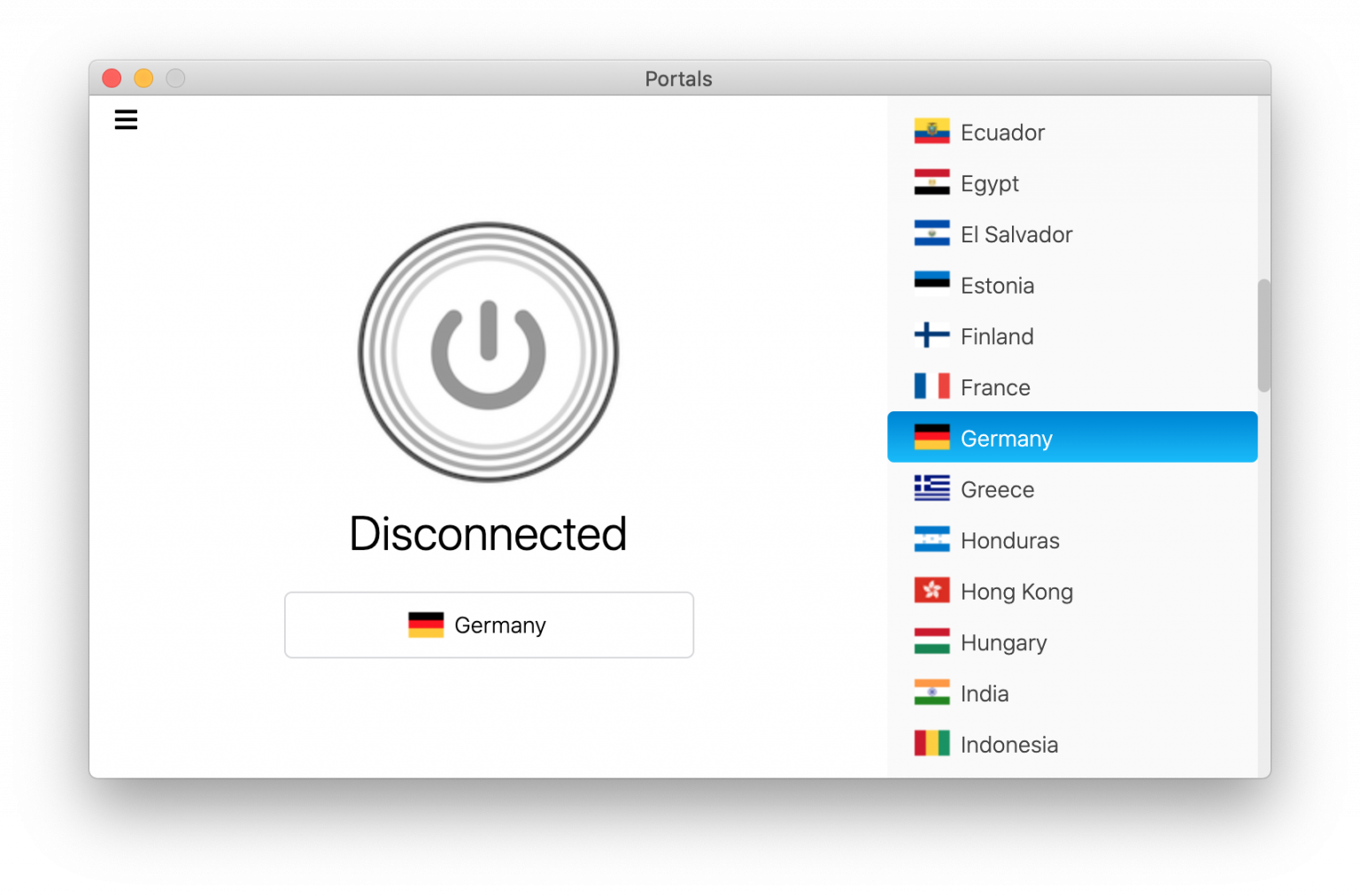 PortalsVPN interface